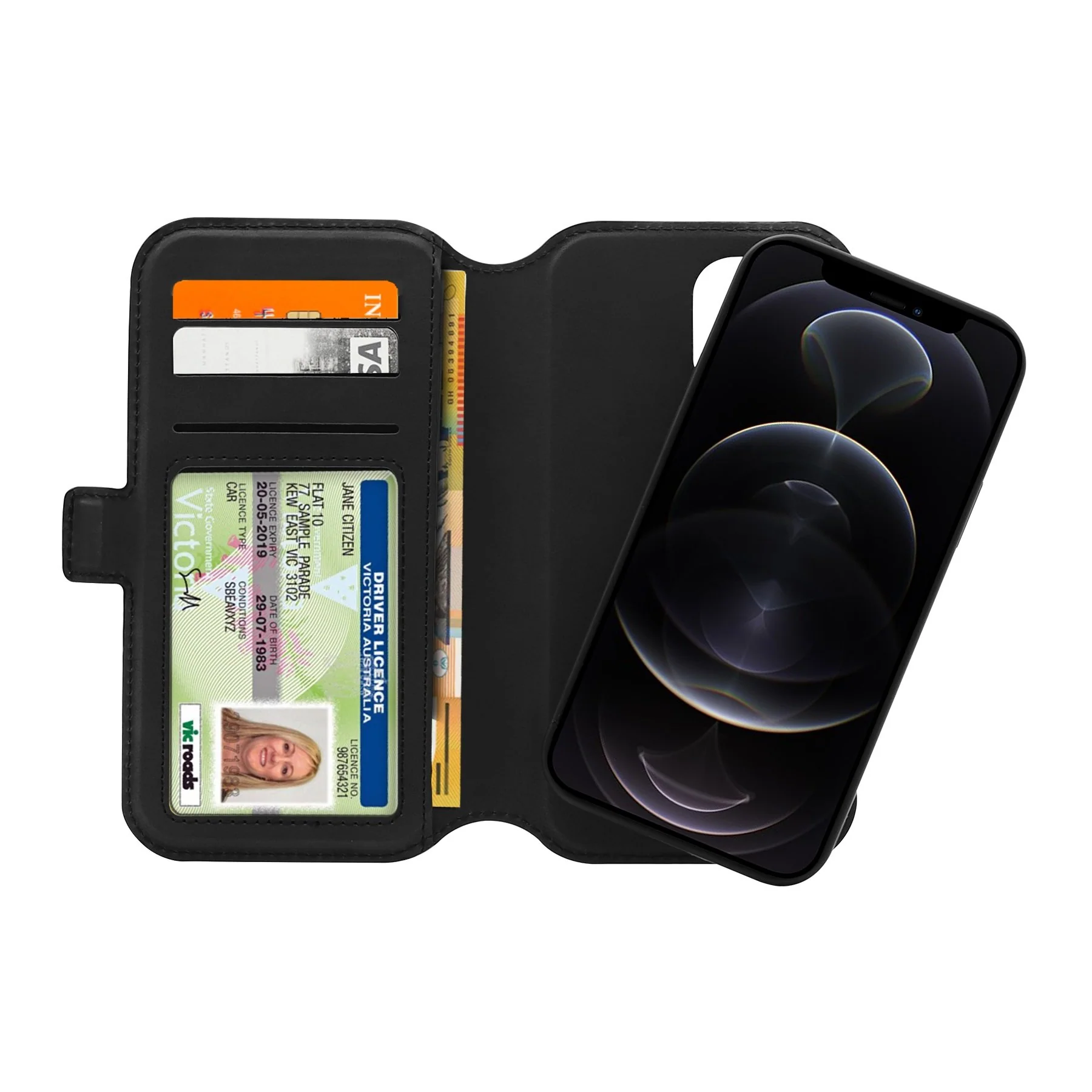 3SIXT Duo Folio Wallet Case for iPhone 13 Pro Max 6.7 inch - Black - Image 3