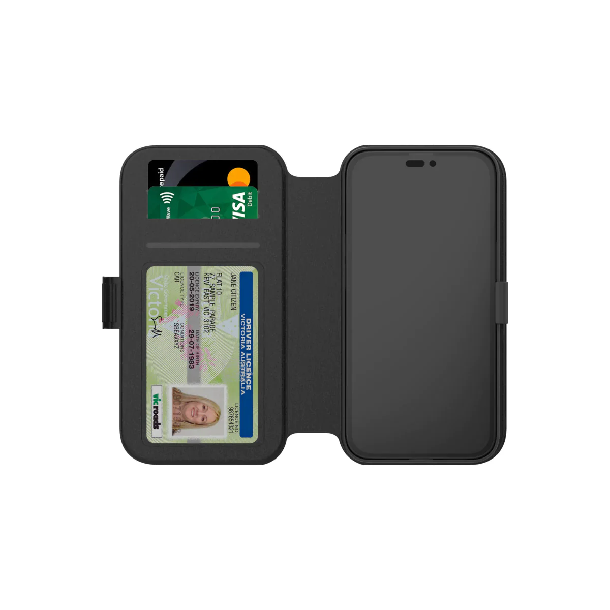 3SIXT Neo Wallet Case for iPhone 14 Plus / 15 Plus 6.7 inch - Black - Image 2