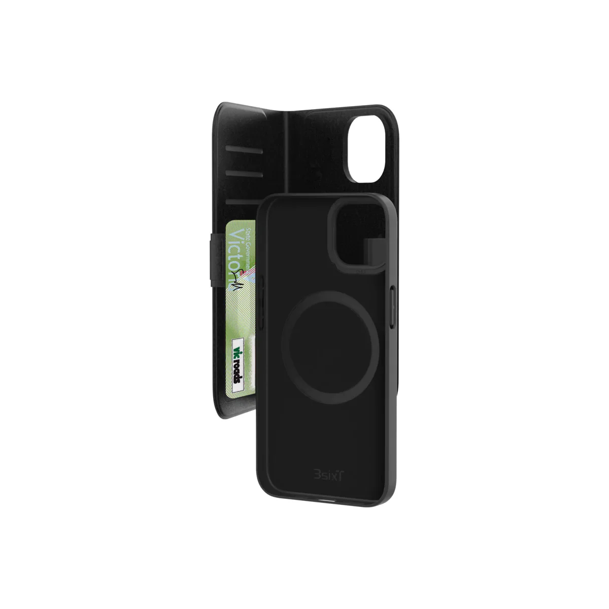 3SIXT Neo Wallet Case for iPhone 13 / 14 / 15 / 16e / 17e 6.1 inch - Black - Image 3