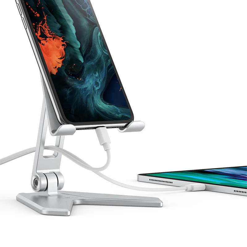 Aluminium Foldable Mobile & Tablet Stand Strong & Light weight - (Medium size) Silver - Image 5