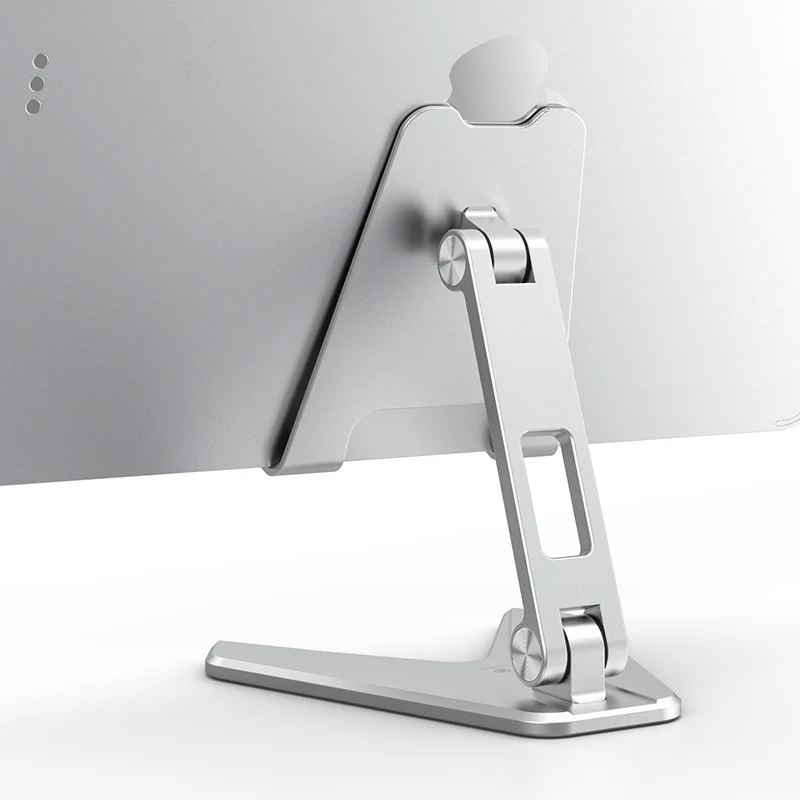 Aluminium Foldable Mobile & Tablet Stand Strong & Light weight - (Medium size) Silver - Image 7