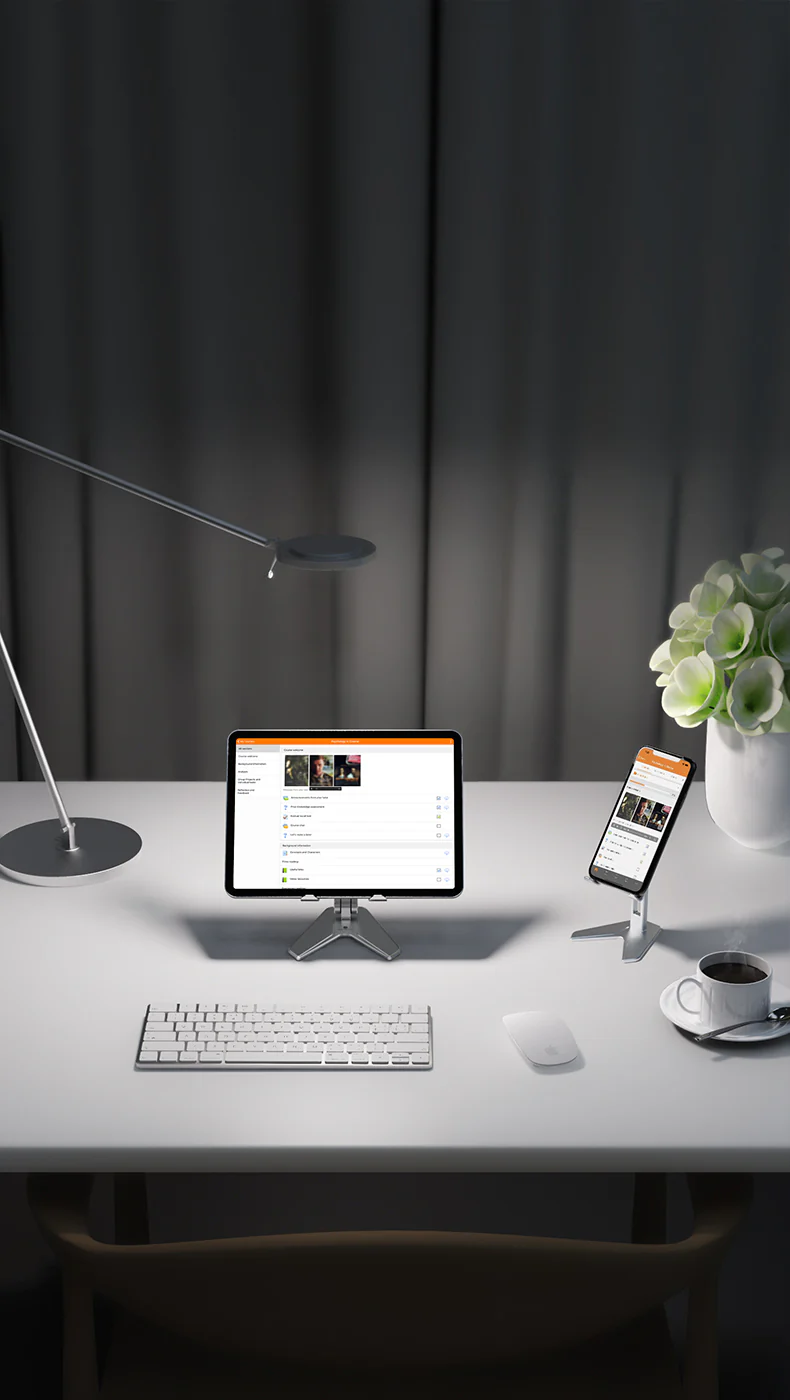 Aluminium Foldable Mobile & Tablet Stand Strong & Light weight - (Medium size) Silver - Image 8