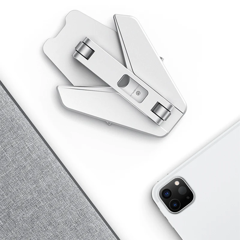 Aluminium Foldable Mobile & Tablet Stand Strong & Light weight - (Medium size) Silver - Image 9