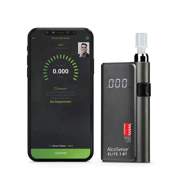 Andatech Alcohol Personal Breathalyser AlcoSense Elite 3 with Bluetooth - Black - Image 2