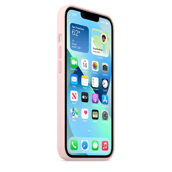 Apple Official Silicone Case with MagSafe for iPhone 13 Standard - Chalk Pink - Image 4