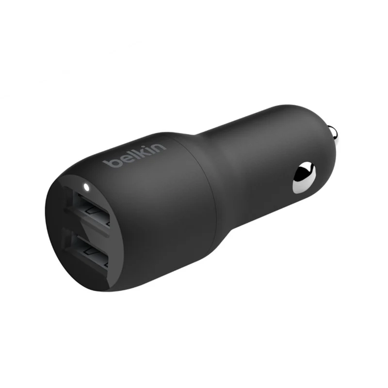 Belkin BoostCharge Dual USB-A Car Charger 24W + USB-A to Lightning Cable - Black - Image 3