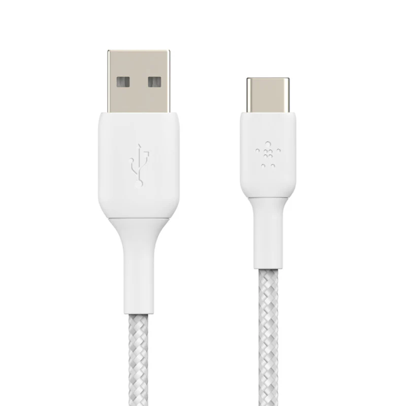 Belkin BoostCharge Braided USB-C to USB-A Cable 2m / 6.6 ft - White - Image 2