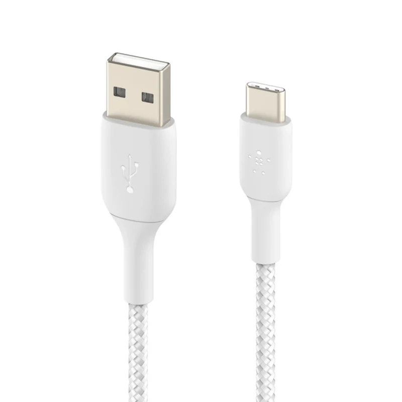 Belkin BoostCharge Braided USB-C to USB-A Cable 2m / 6.6 ft - White - Image 3