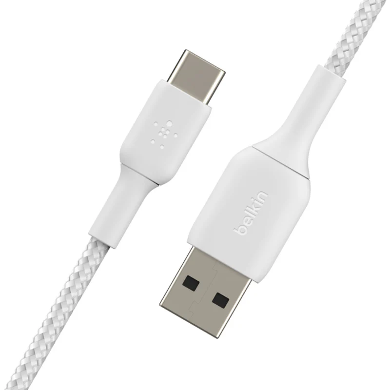 Belkin BoostCharge Braided USB-C to USB-A Cable 2m / 6.6 ft - White - Image 4