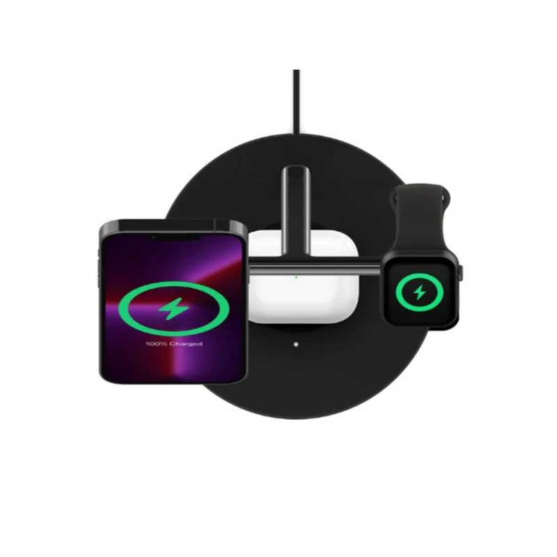 Belkin BoostCharge Pro 3-in-1 Wireless Charger w/ MagSafe Charging 15W - Black - Image 2