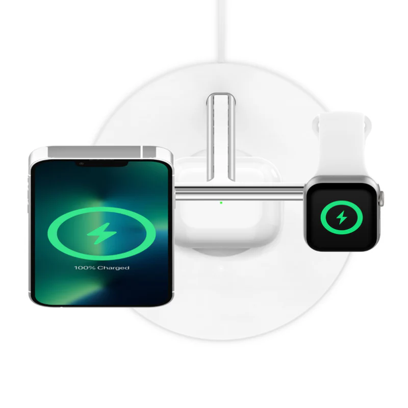 Belkin BoostCharge Pro 3-in-1 Wireless Charger w/ MagSafe Charging 15W - White - Image 6