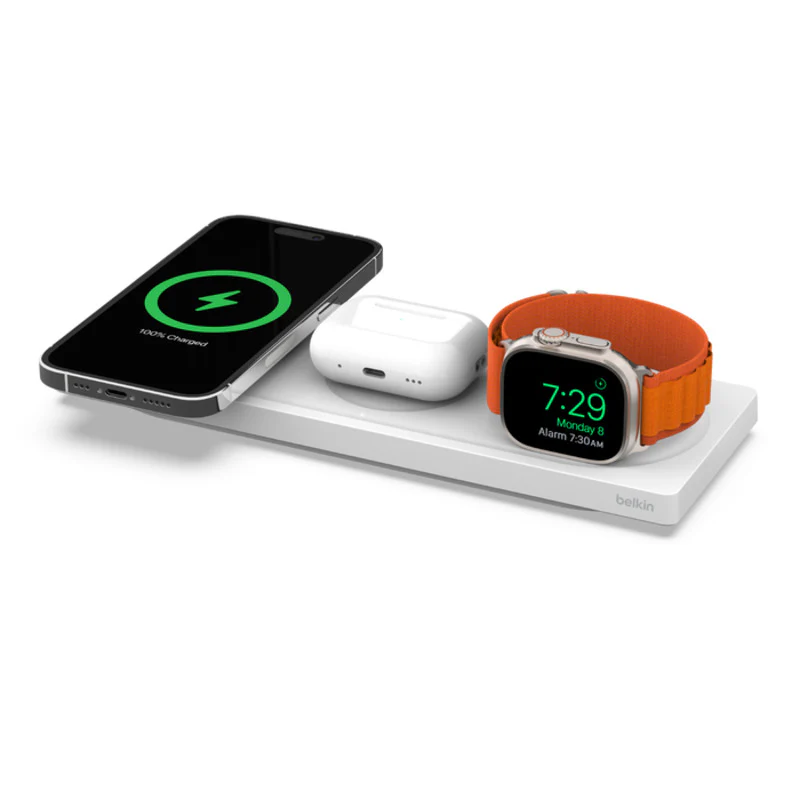 Belkin BoostCharge Pro 3-in-1 Wireless Charging Pad w/ MagSafe Charging 15W - White - Image 6