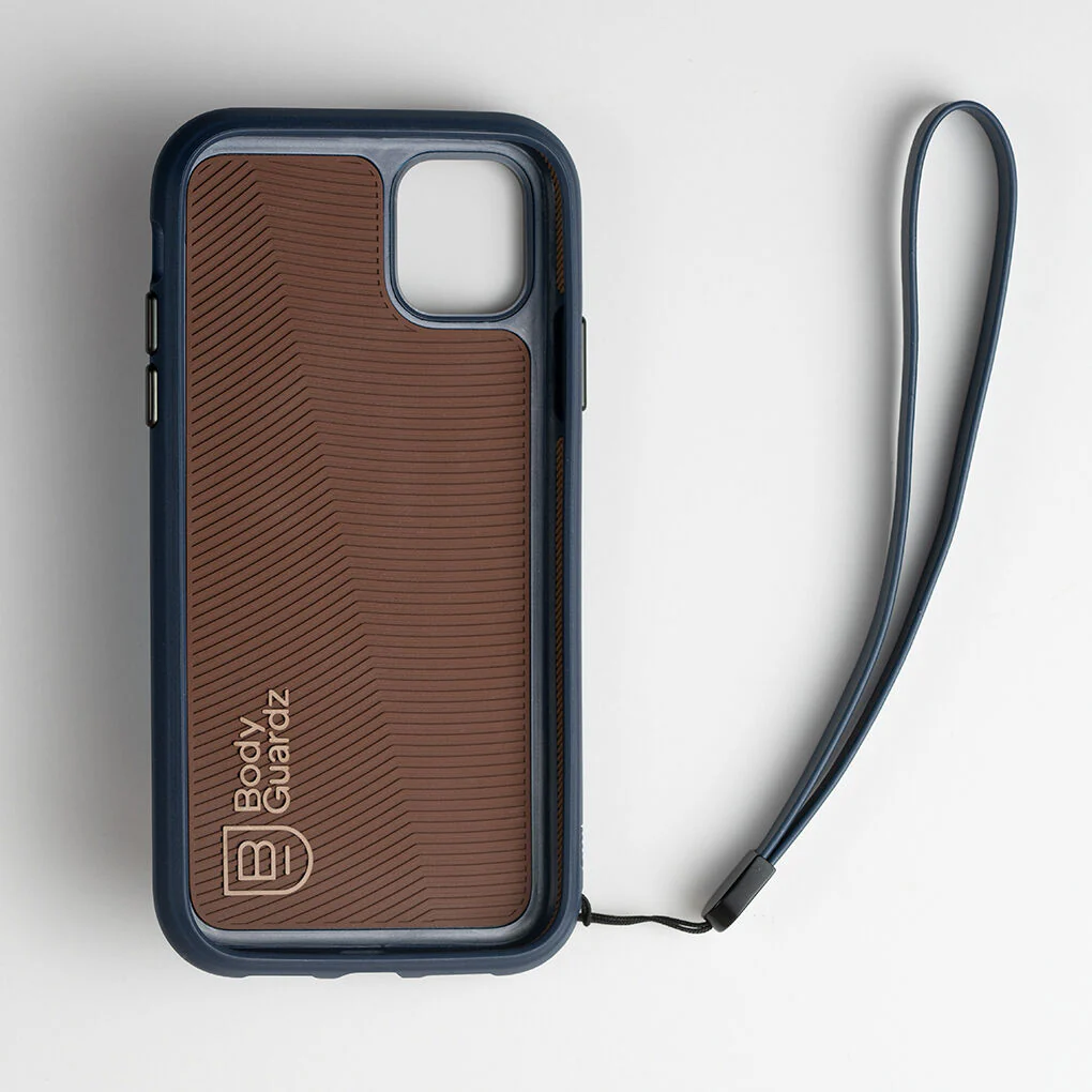 BodyGuardz Accent Wallet Leather Rugged Case w/ Strap iPhone 11 / XR - Navy - Image 3