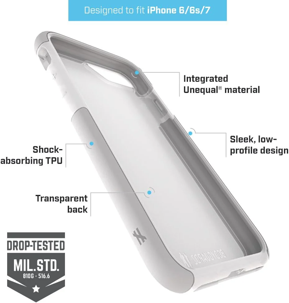 BodyGuardz Ace Pro Case and FREE Screen Protector for iPhone 8 / 7 / SE 2 / SE 3 - Clear Grey - Image 2