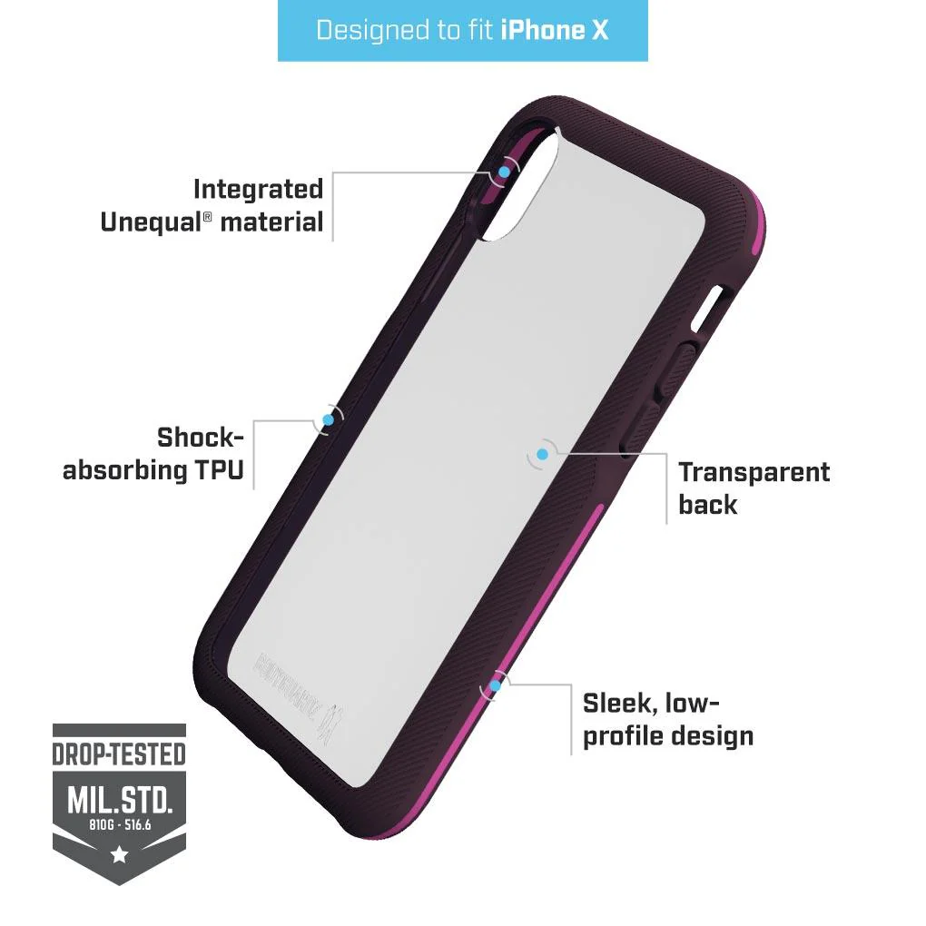BodyGuardz Trainr Rugged Case For iPhone XS / X - Berry Purple (BONUS SCreen Protector!!) - Image 3