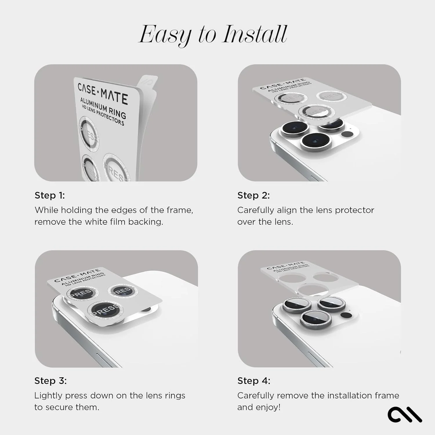 Case-Mate Aluminum Ring Camera Lens Protector iPhone 15 Pro & 15 Pro Max - Twinkle - Image 2