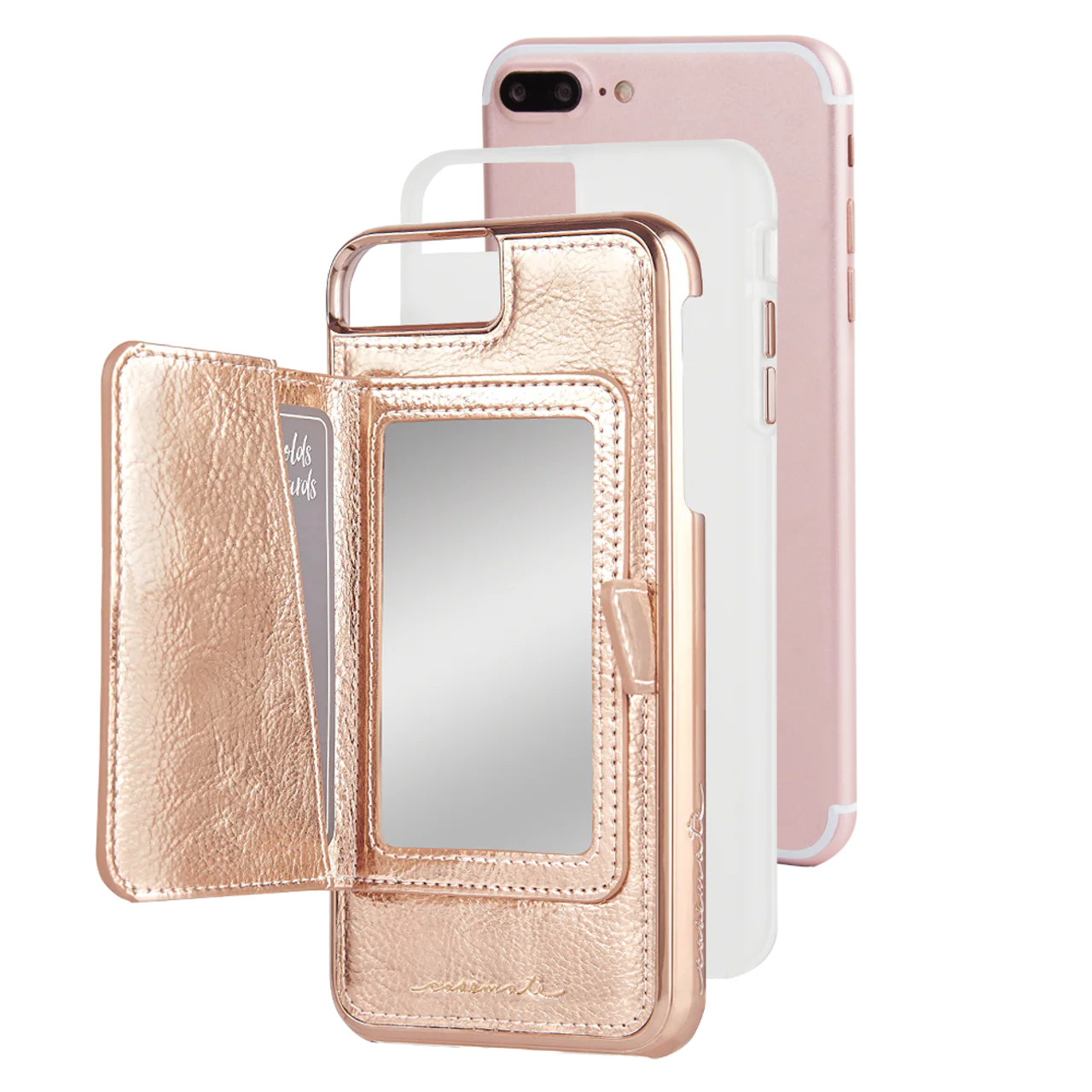CaseMate Compact Mirror Case for iPhone 8+ / 7+ / 6+ - Rose Gold - Image 3