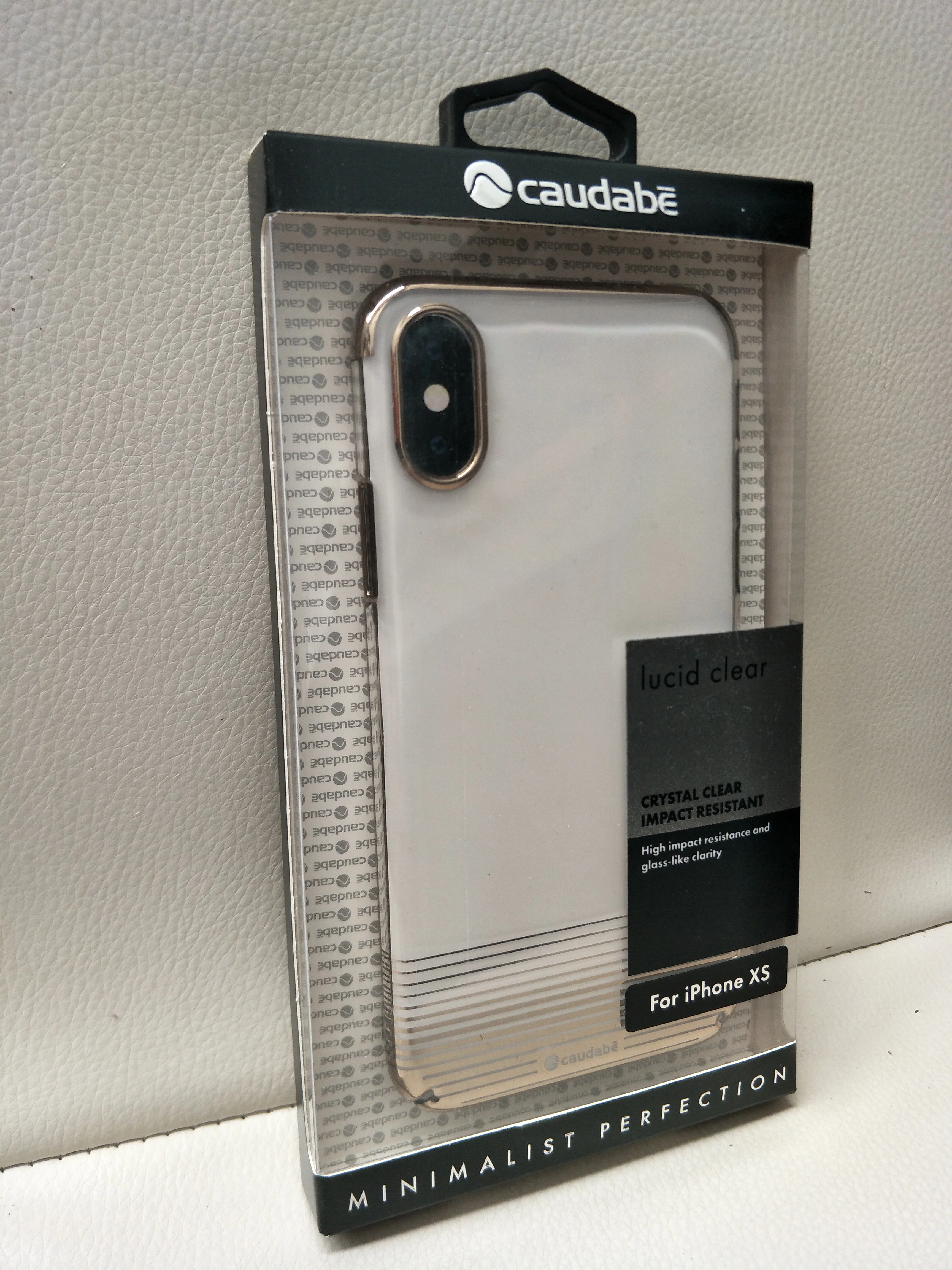 Caudabe Lucid Clear Slim Case For iPhone X/Xs - Gold Metallic Stripes (BONUS Screen Protector!!) - Image 2