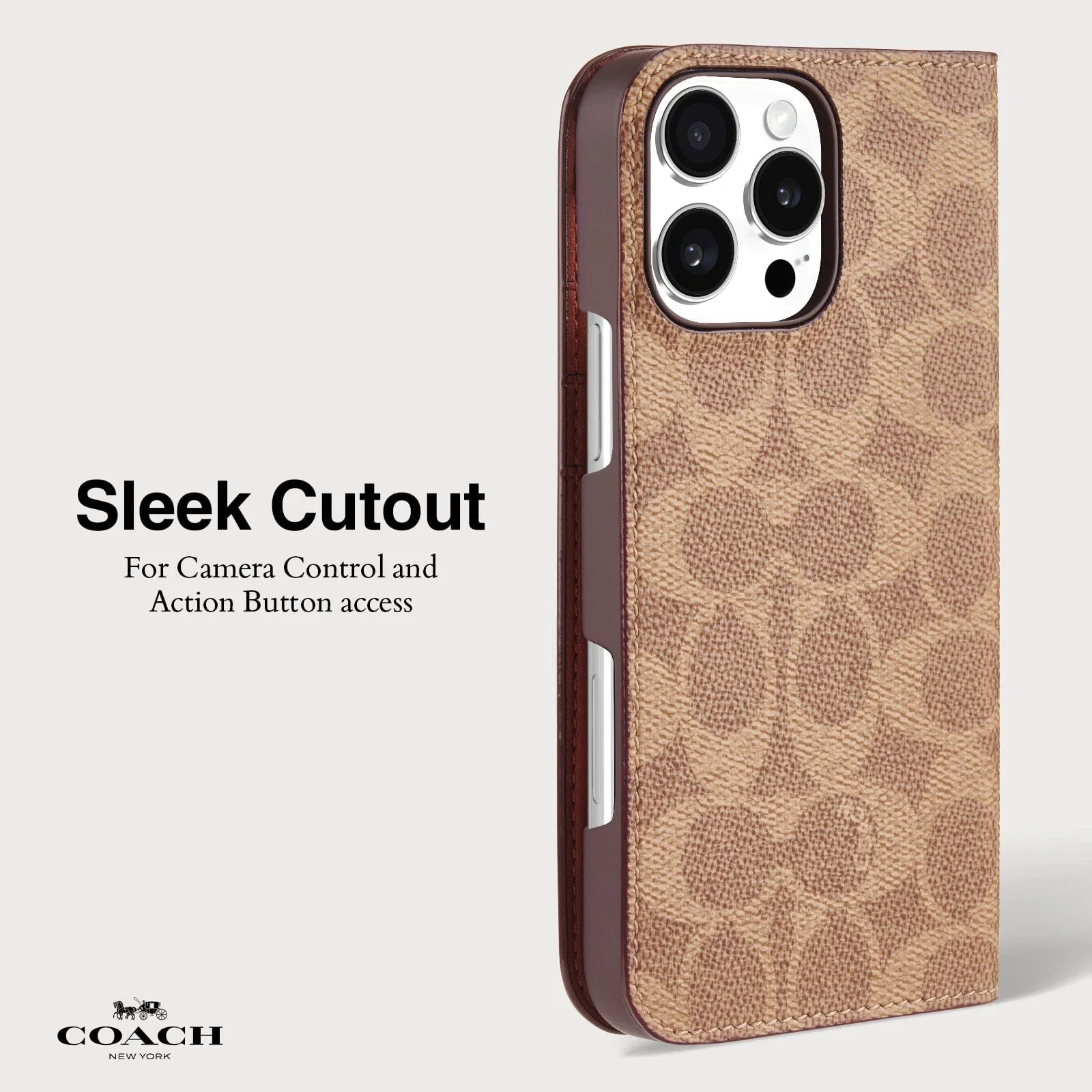 Coach Folio Case Signature for iPhone 16 Pro Max - Tan - Image 6