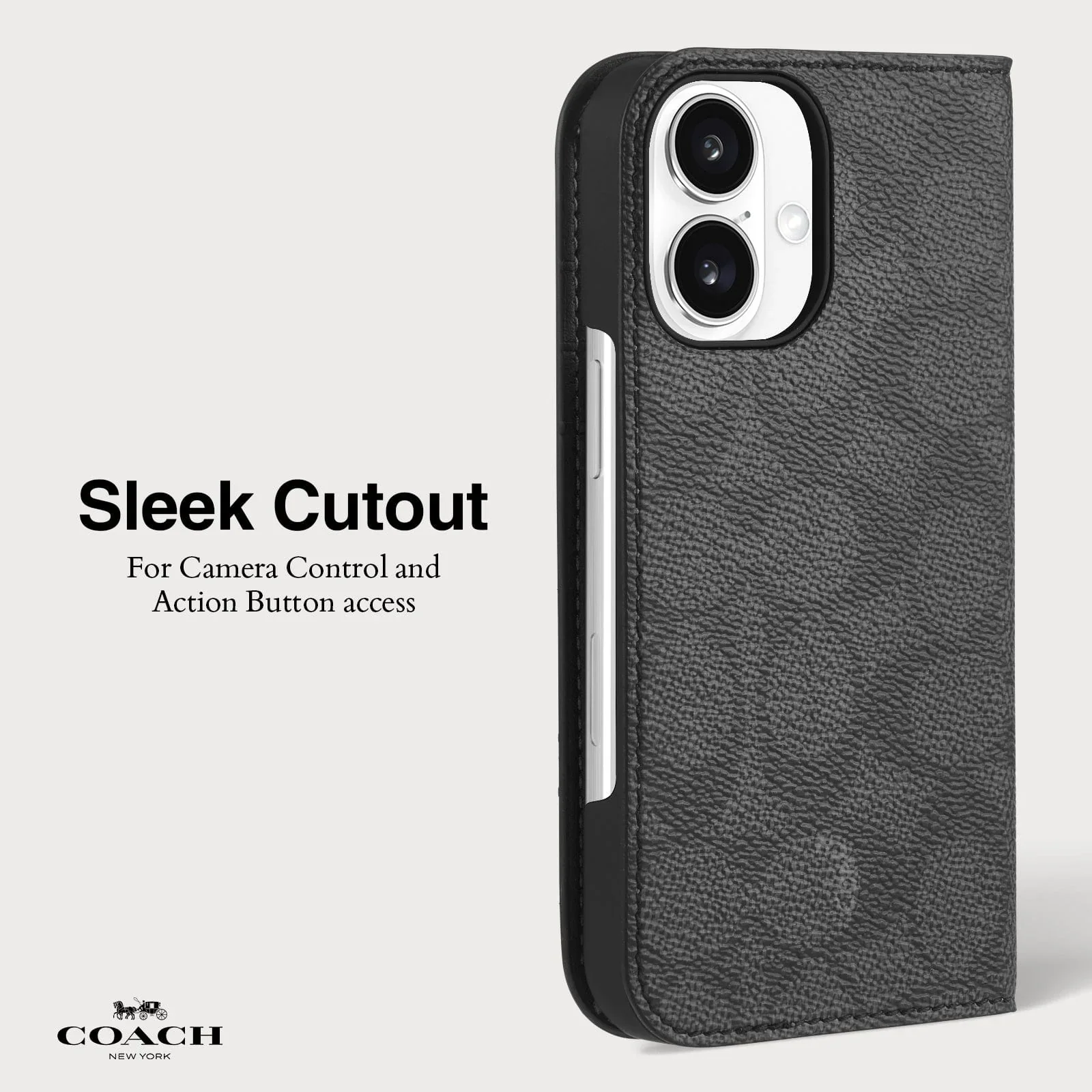 Coach Folio Case Signature Charcoal for iPhone 16 Standard Signature Charcoal - Image 7
