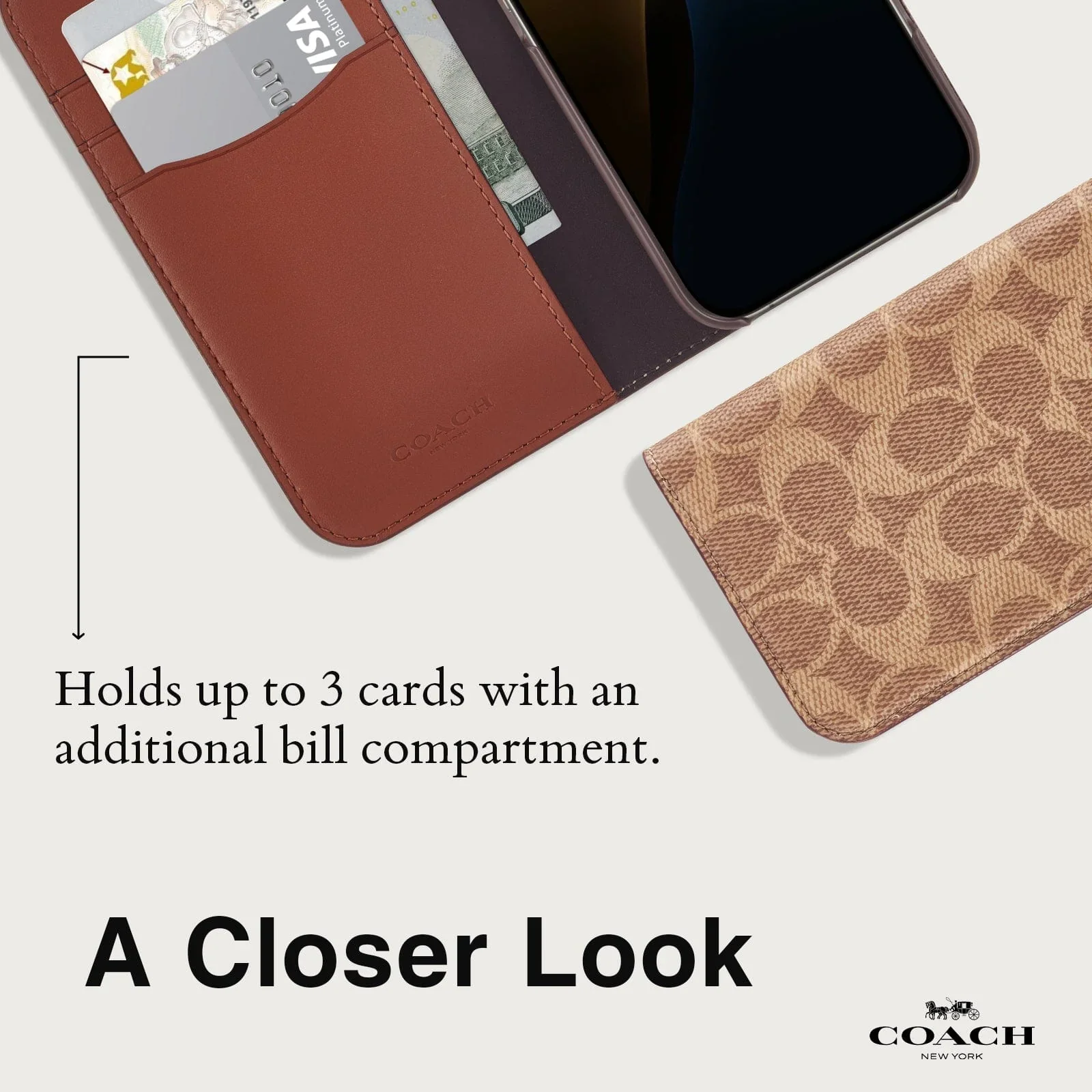 Coach Folio Case Signature for iPhone 16 Pro Max - Tan - Image 5