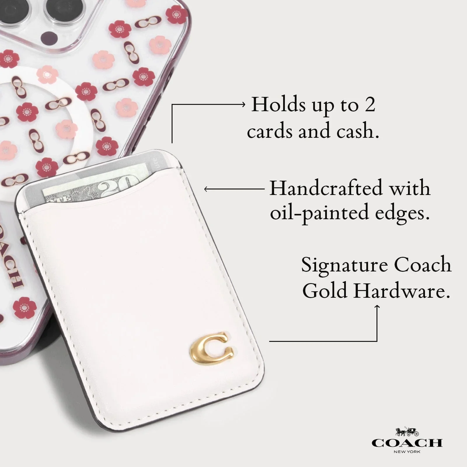 Coach MagSafe Card Holder Magnetic Wallet - Chalk - Image 3