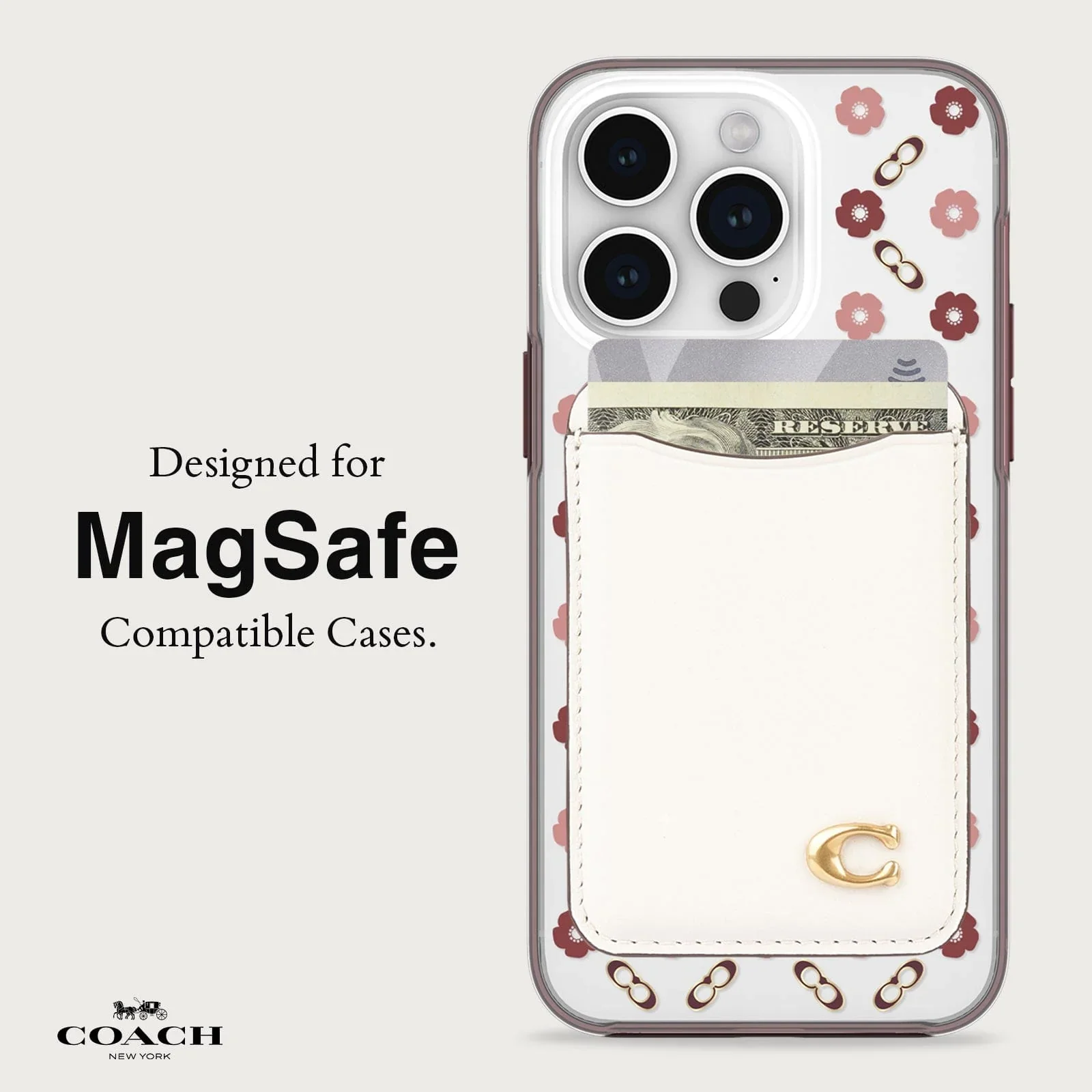 Coach MagSafe Card Holder Magnetic Wallet - Chalk - Image 5