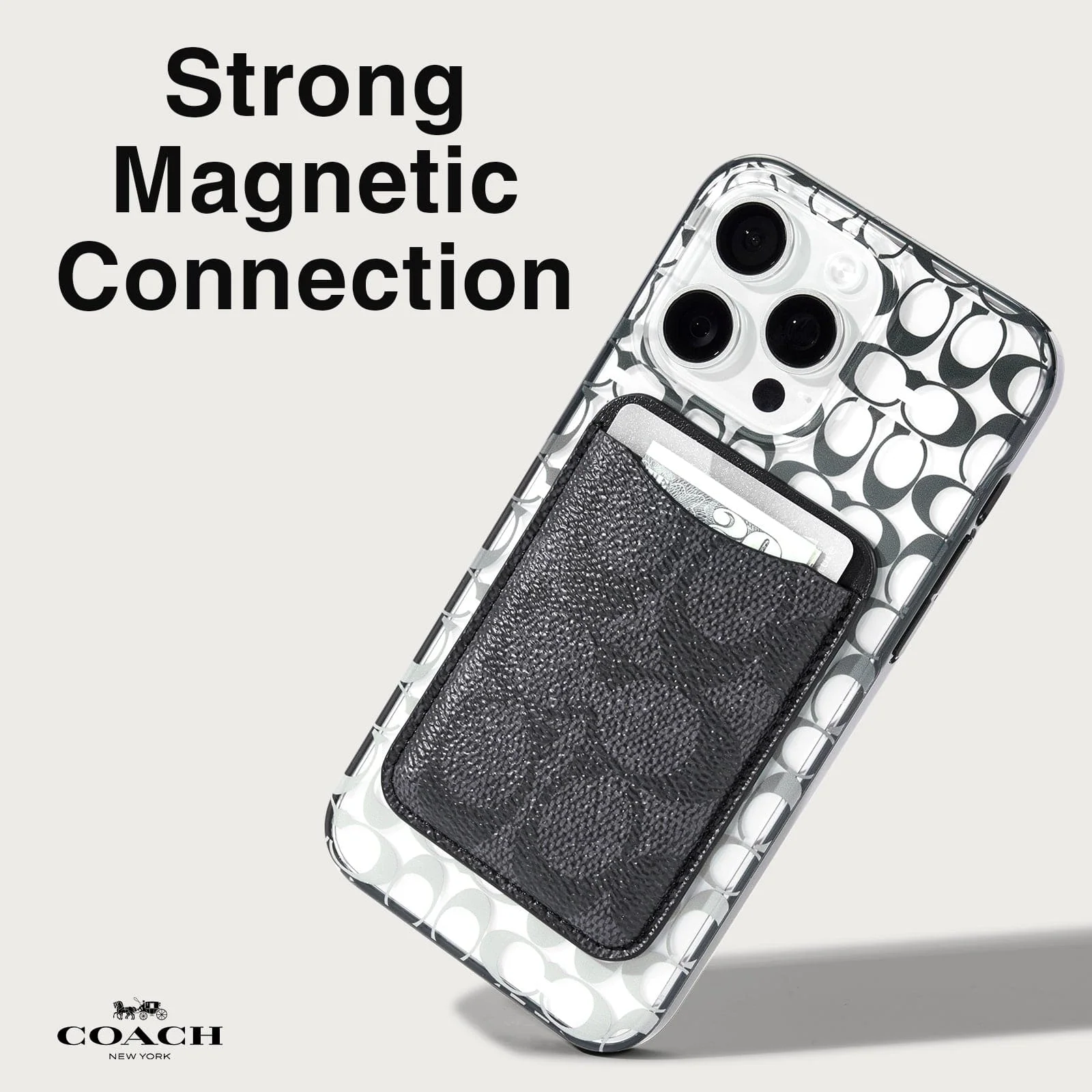 Coach MagSafe Card Holder Magnetic Wallet - Signature Charcoal - Image 3
