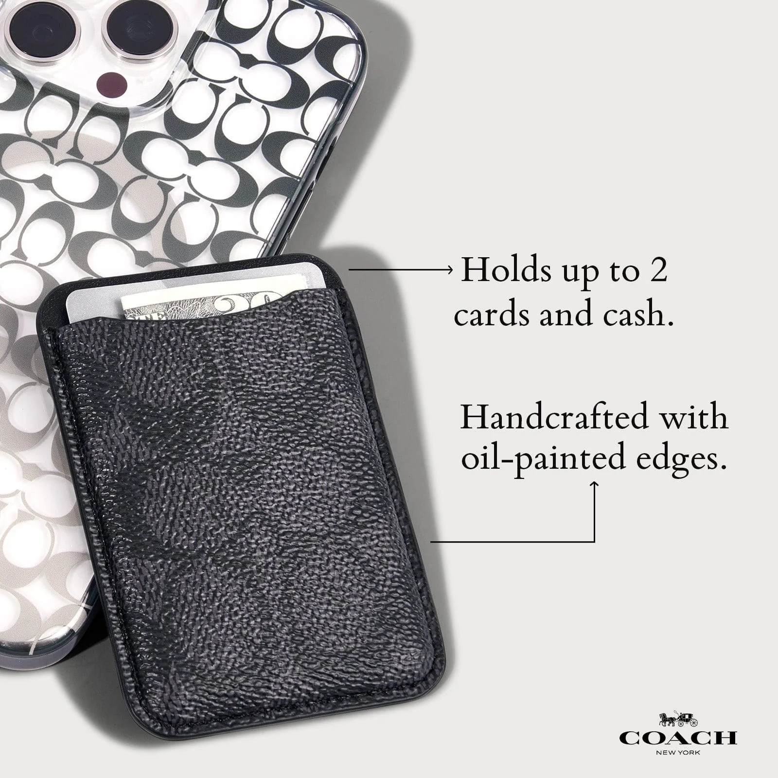 Coach MagSafe Card Holder Magnetic Wallet - Signature Charcoal - Image 4