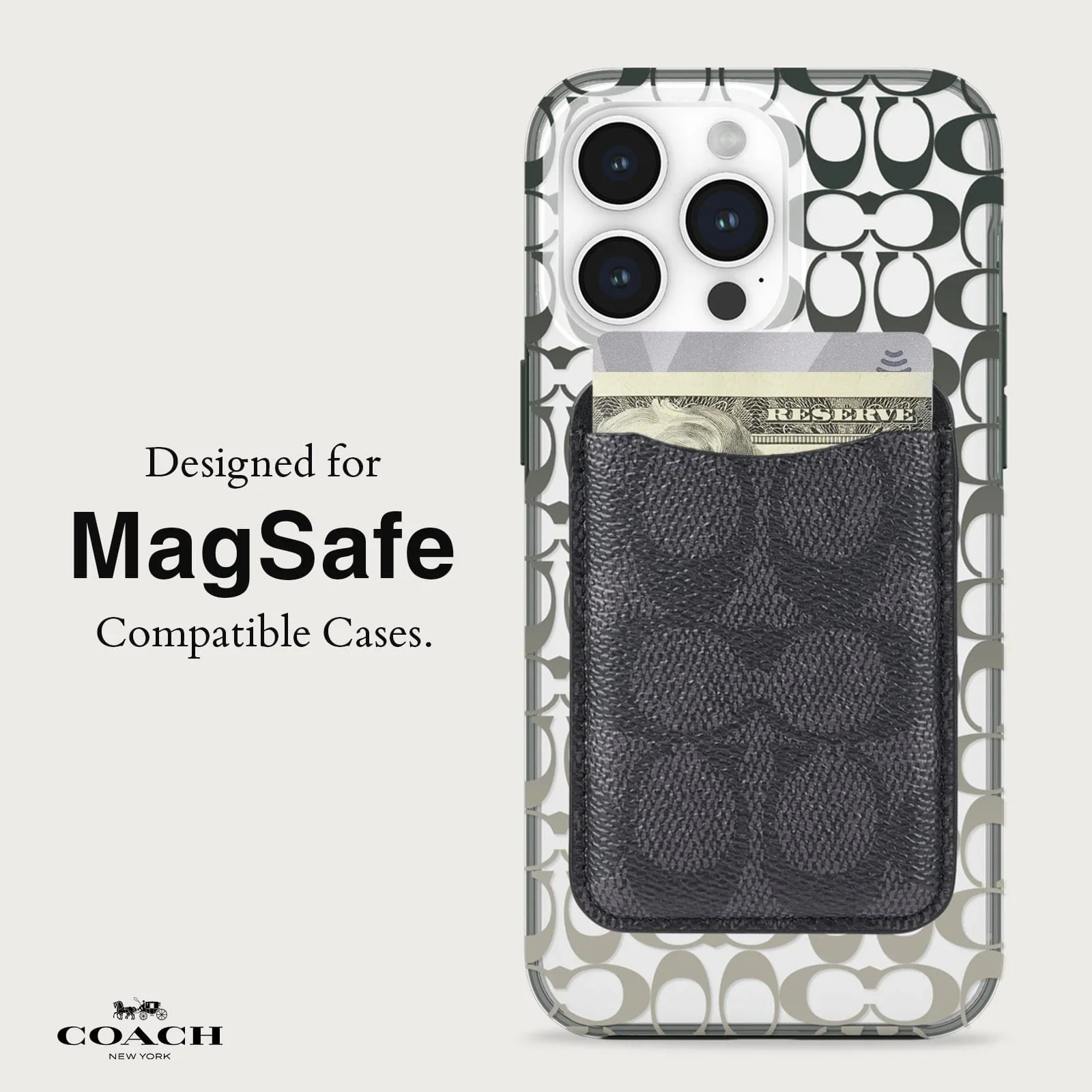 Coach MagSafe Card Holder Magnetic Wallet - Signature Charcoal - Image 5