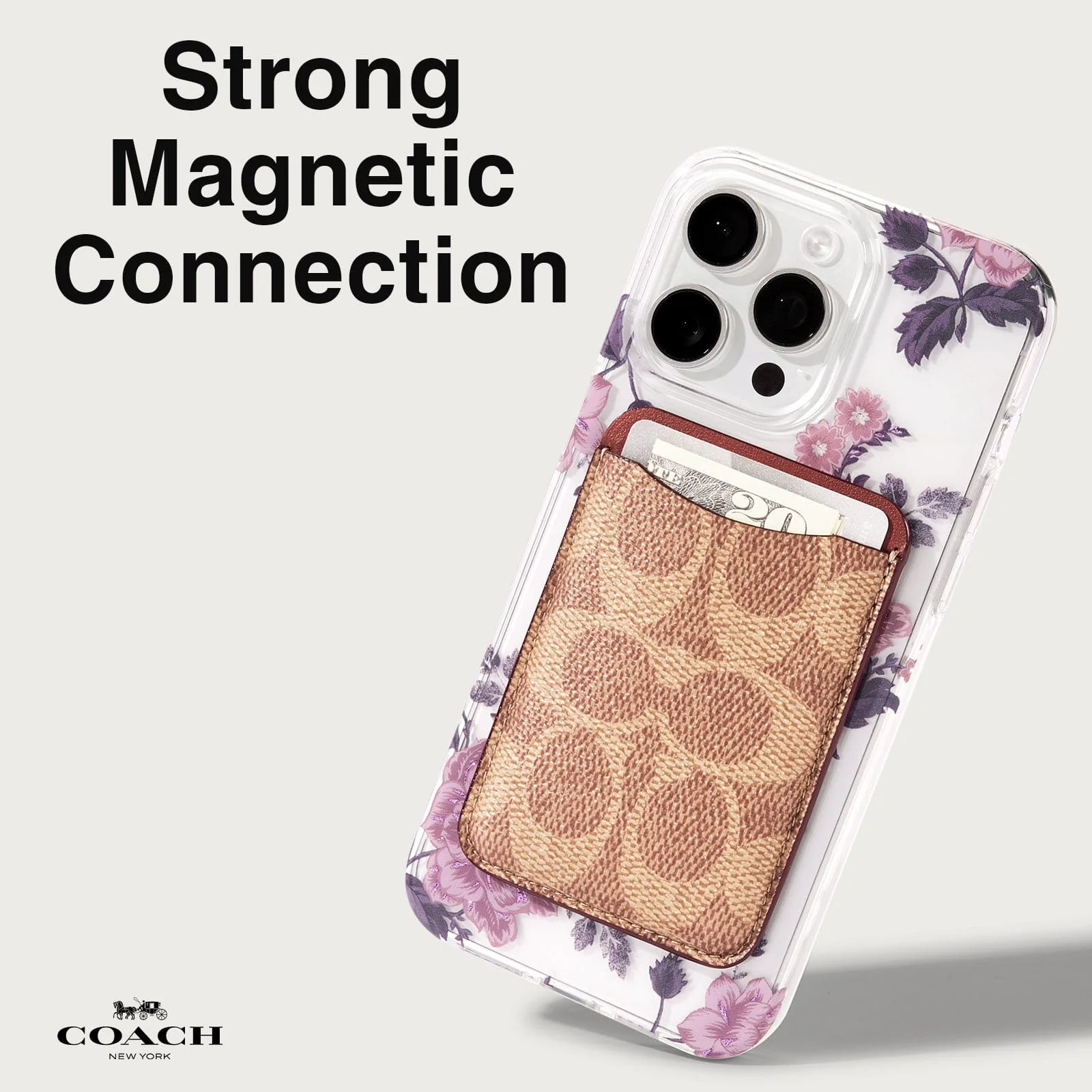Coach MagSafe Card Holder Magnetic Wallet - Signature Tan - Image 4