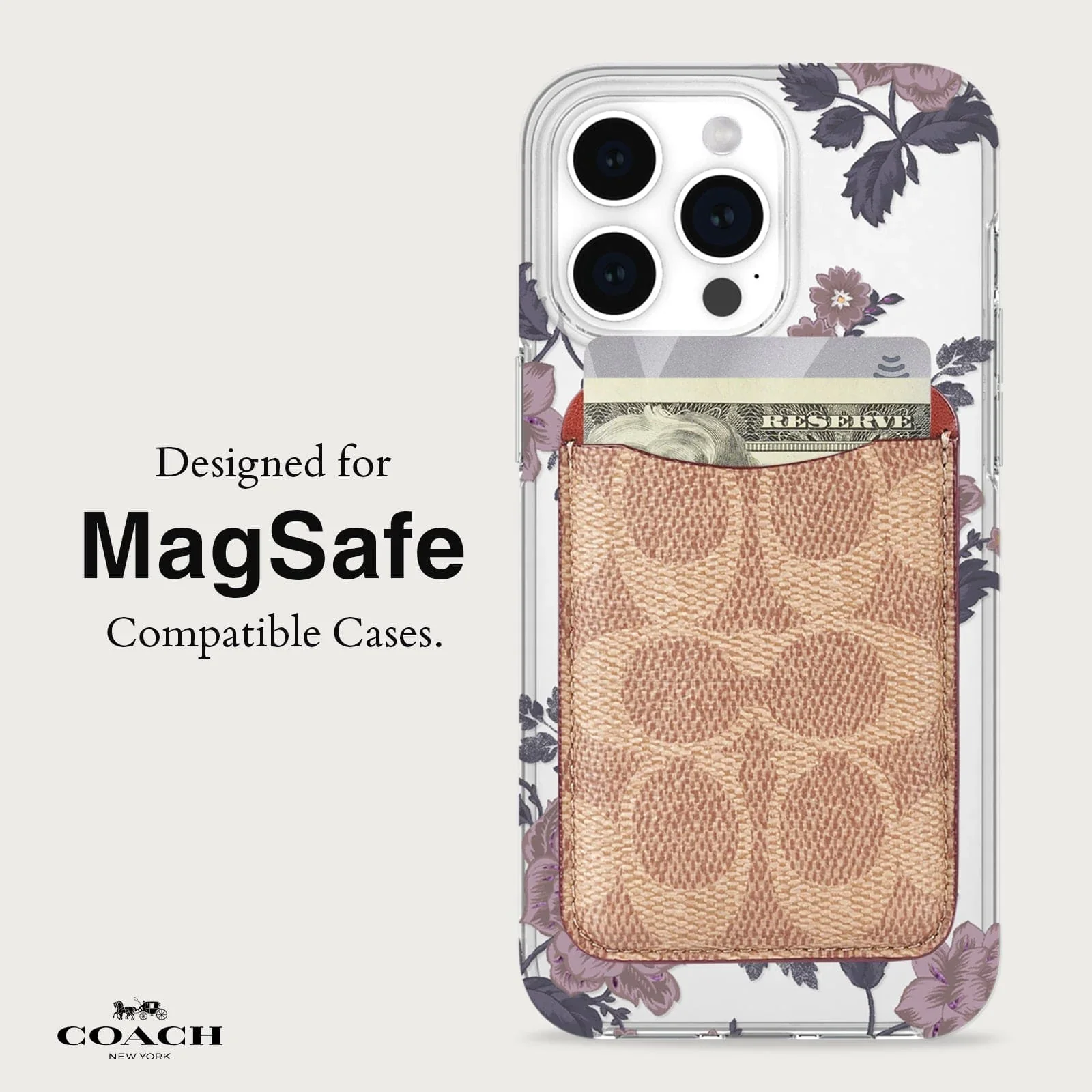 Coach MagSafe Card Holder Magnetic Wallet - Signature Tan - Image 5