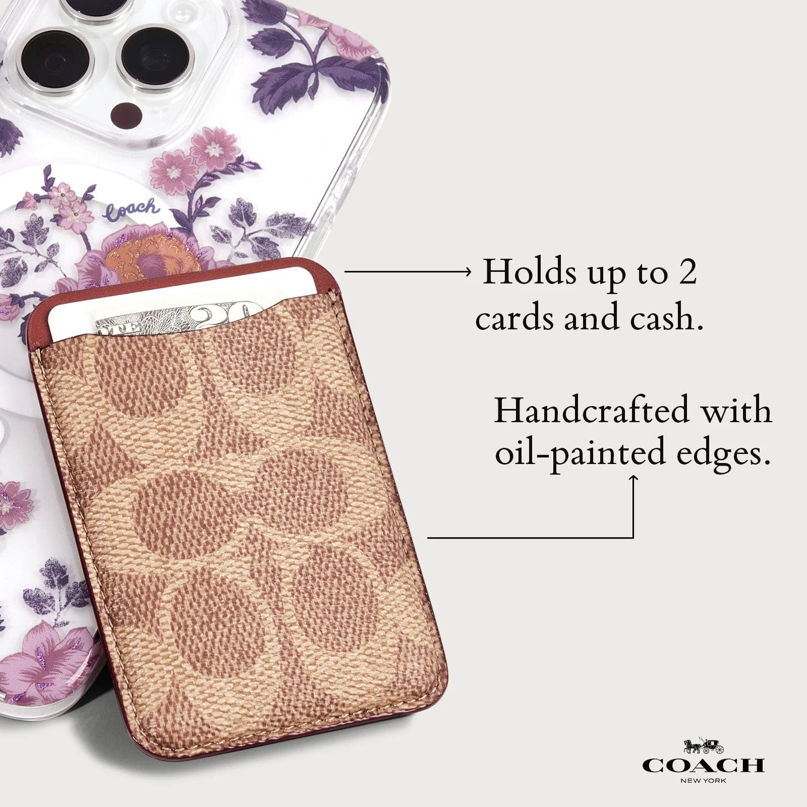 Coach MagSafe Card Holder Magnetic Wallet - Signature Tan - Image 6