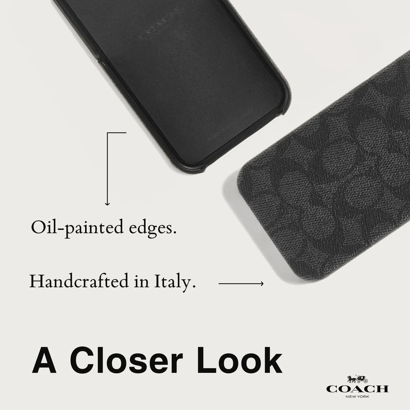 Coach Slim Case Signature for iPhone 15 / 14 / 13 Charcoal with FREE SCREEN GUARD - Image 3