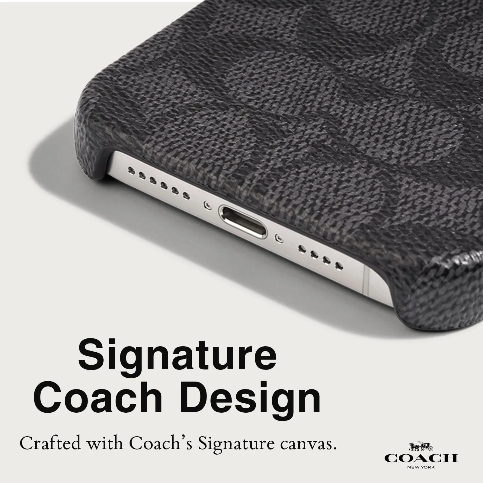 Coach Slim Case Signature for iPhone 15 / 14 / 13 Charcoal with FREE SCREEN GUARD - Image 5