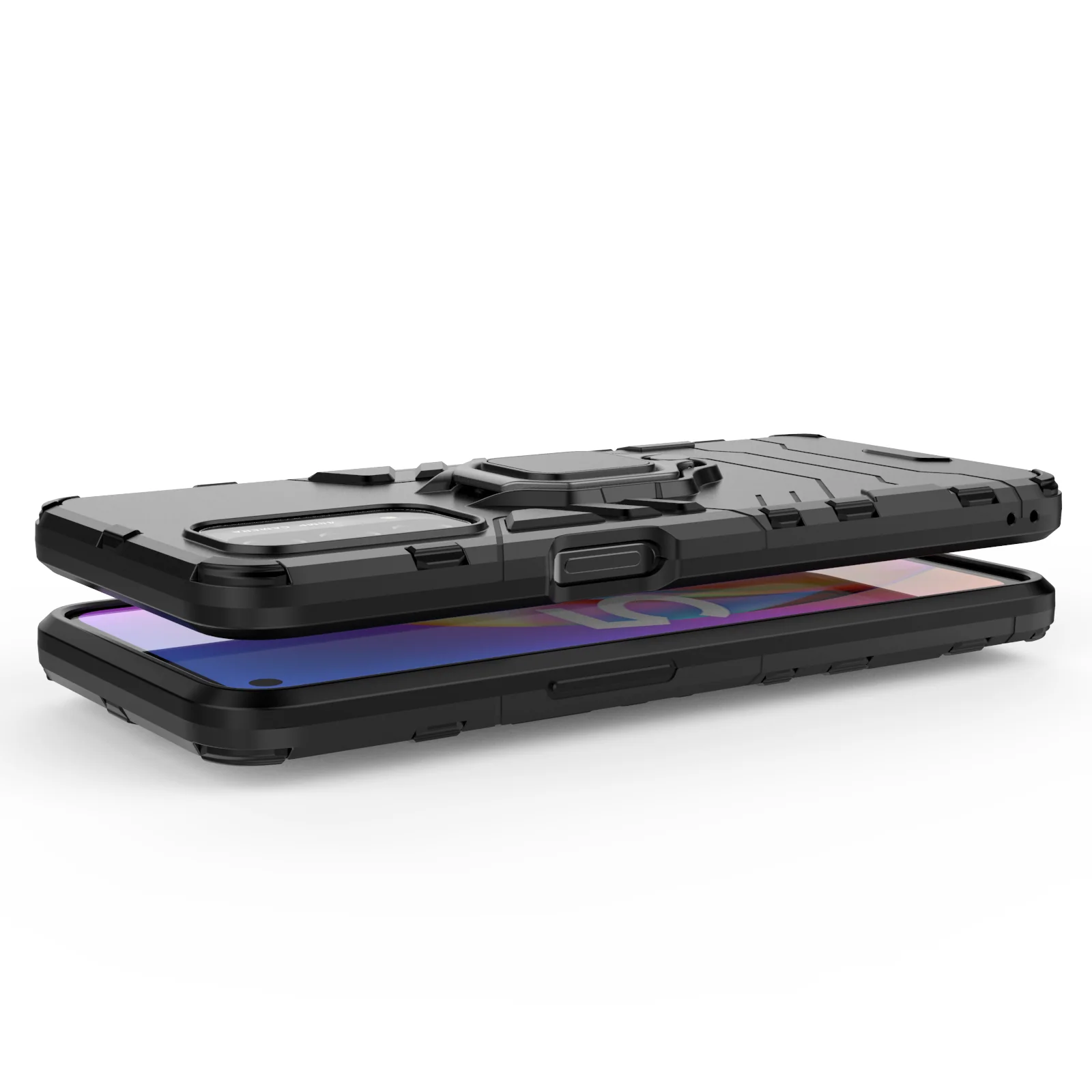Rugged & Protective Case Oppo A54 4G with Ring Holder - Black - Image 7
