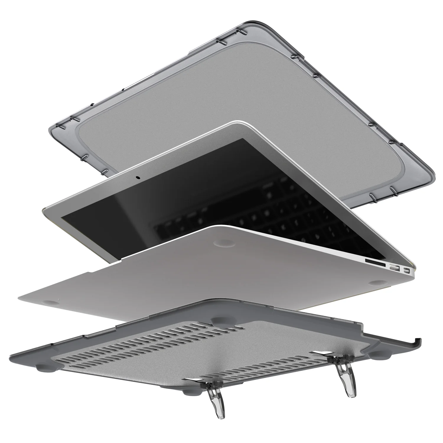 Rugged Protective & Heavy Duty Case Macbook Air 13 (2010-2017) - Clear Grey - Image 7