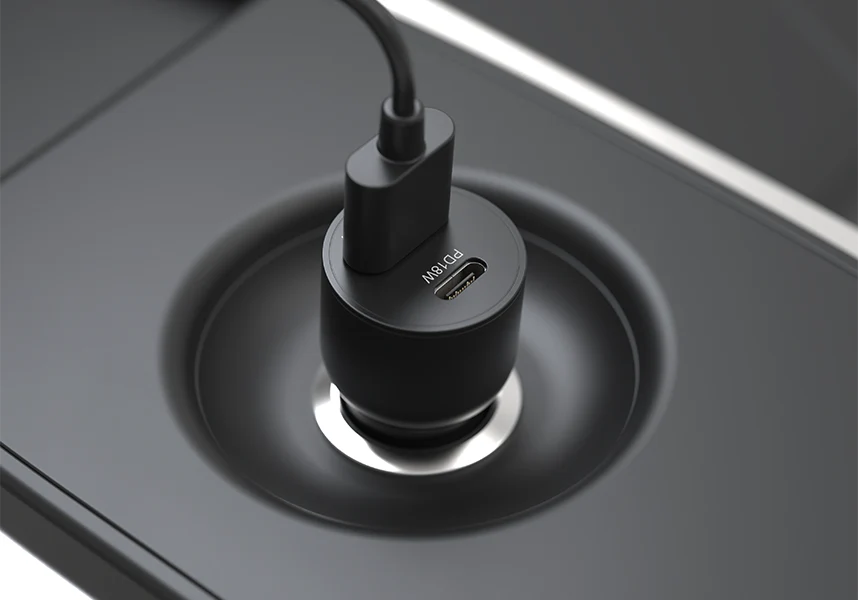 Cygnett Dual Port Car Charger 20W USB-C PD & 20W QC 3.0 - Black - Image 3