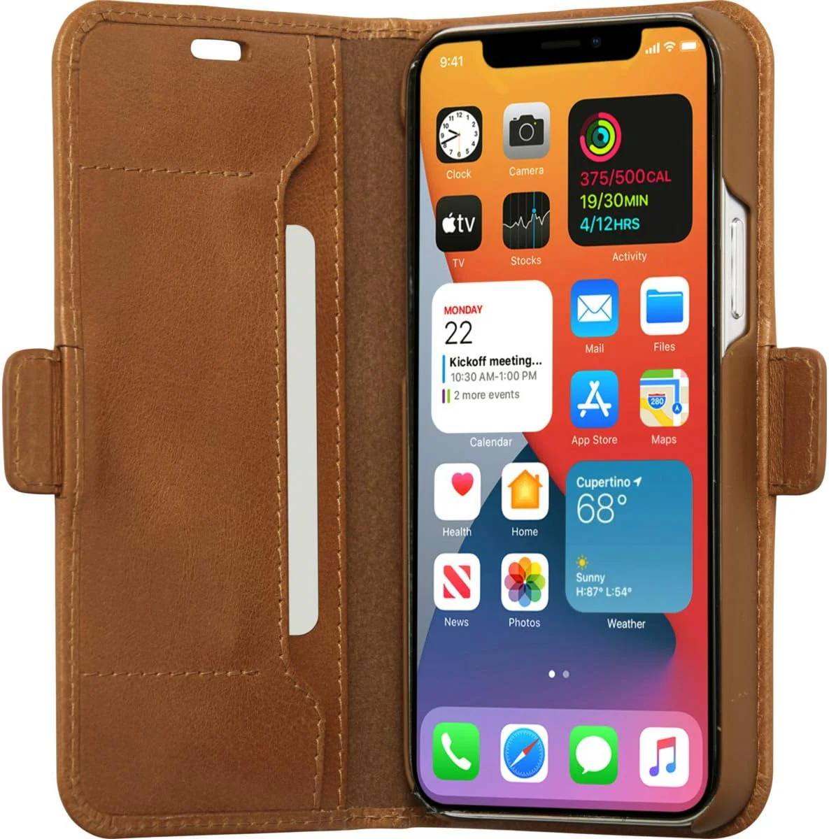 Dbramante1928 Copenhagen Slim Leather Folio Case iPhone 12 / 12 Pro Tan with FREE SCREEN GUARD - Image 2