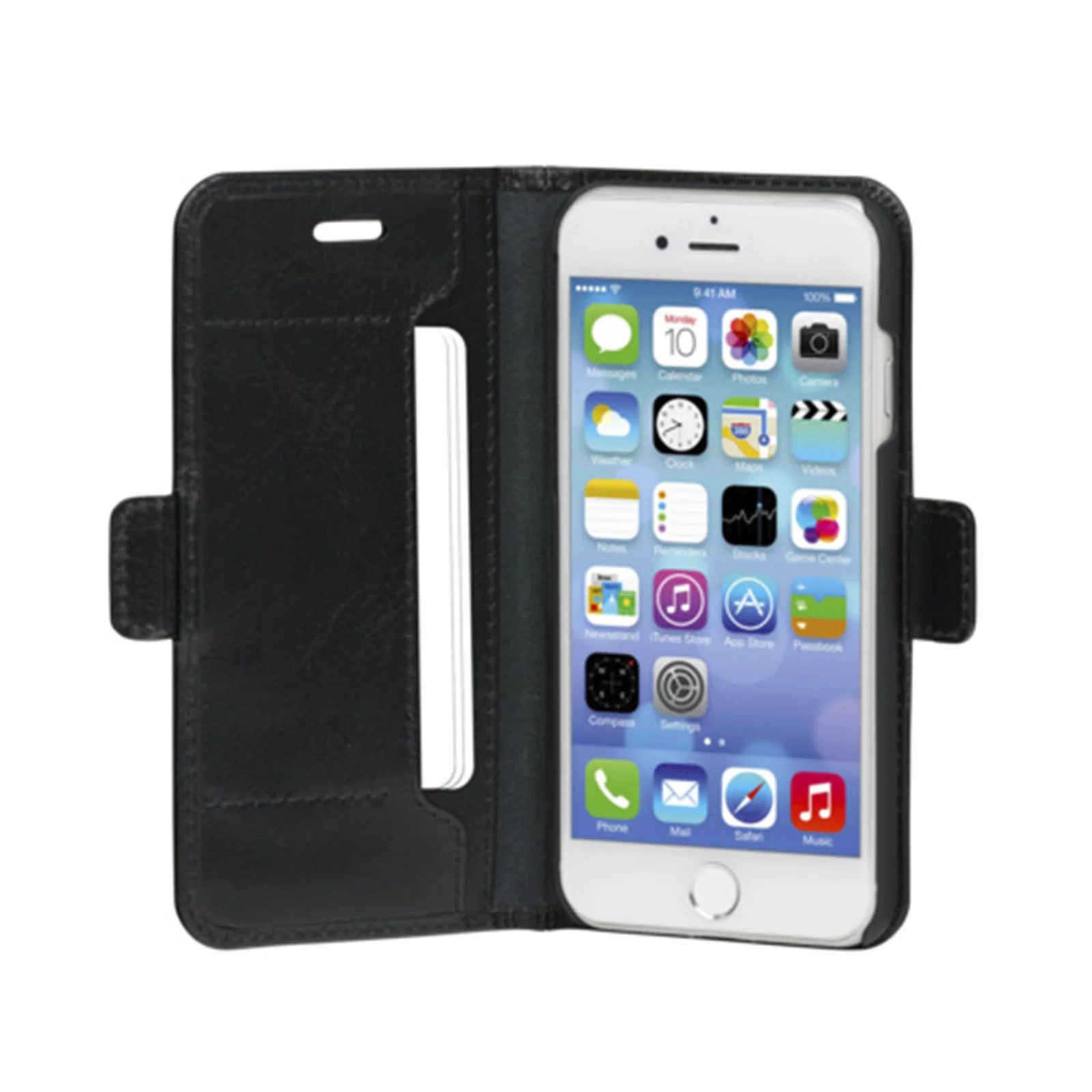 Dbramante1928 Copenhagen Slim Leather Folio Case iPhone SE 3rd / 2nd / 8 / 7 Black - BONUS Screen Protector - Image 2