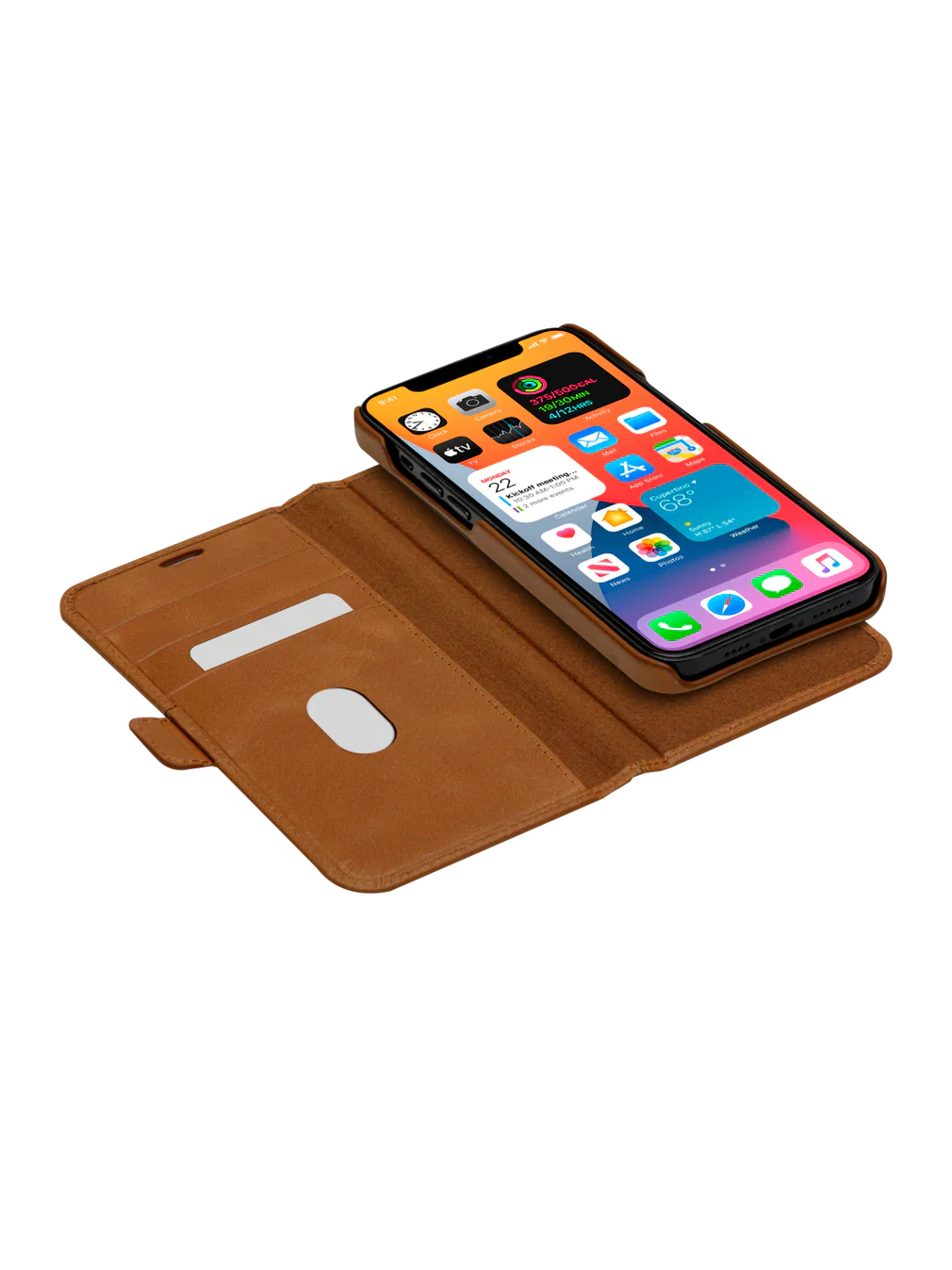 Dbramante1928 Lynge Leather Folio Case iPhone SE 3rd / 2nd / 8 / 7 Tan - BONUS Screen Protector - Image 3
