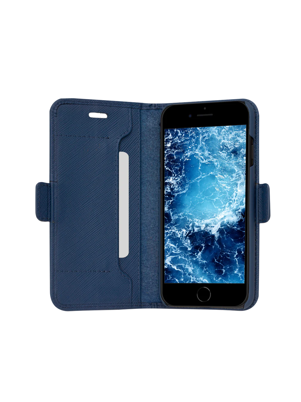 Dbramante1928 Milano Saffiano Leather Folio Case iPhone SE 3rd / 2nd / 8 / 7 - Ocean Blue - Image 2