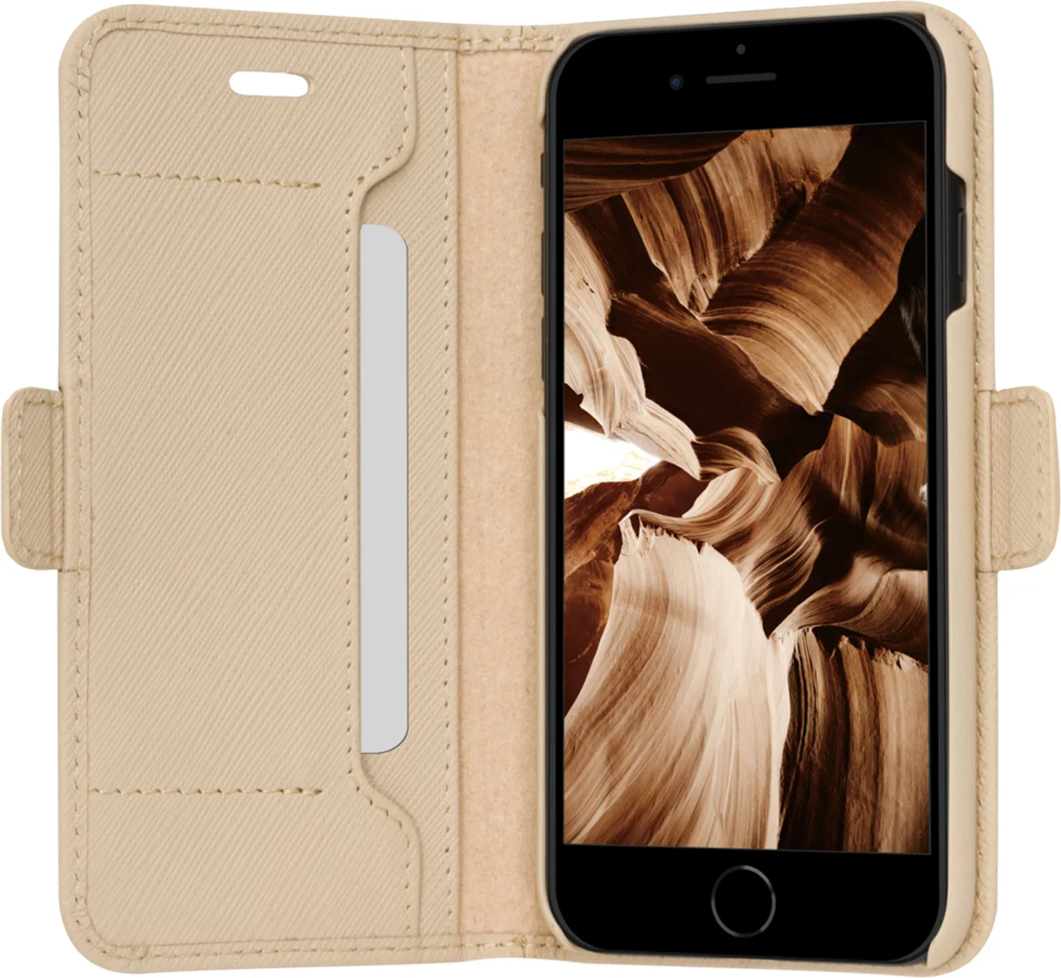 Dbramante1928 Milano Saffiano Leather Folio Case iPhone SE 3rd / 2nd / 8 / 7 - Sahara Sand - Image 2