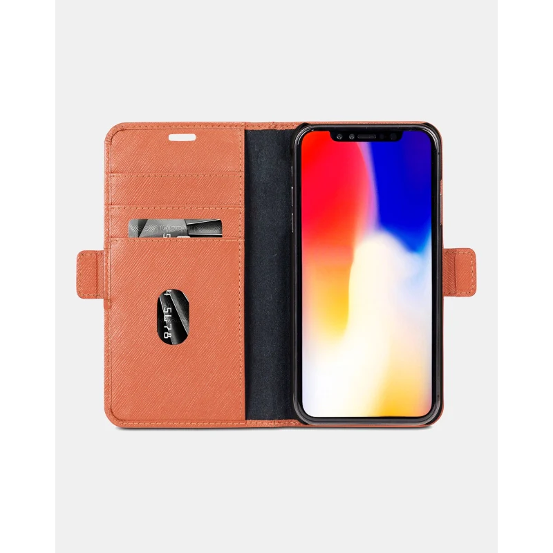 Dbramante1928 Milano Saffiano Leather Folio Case iPhone XS Max - Rusty Rose - Image 2