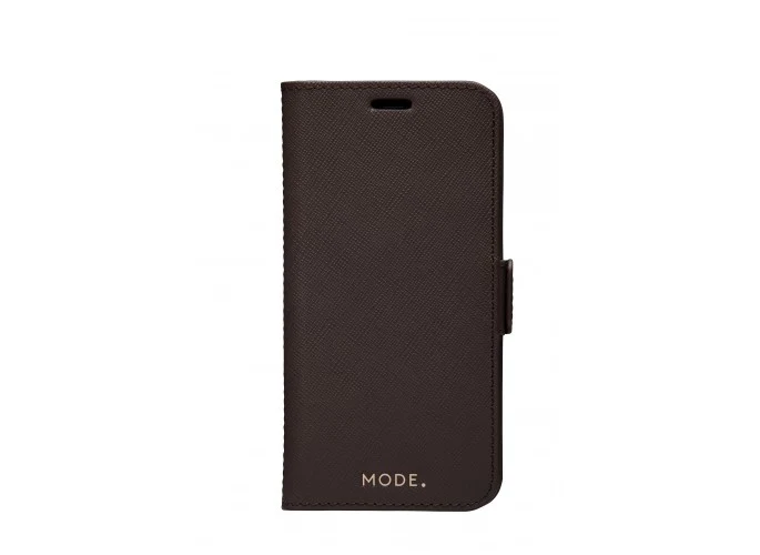 Dbramante1928 Milano Saffiano Leather Folio Case iPhone 12 / 12 Pro Dark Choc with FREE SCREEN GUARD - Image 2