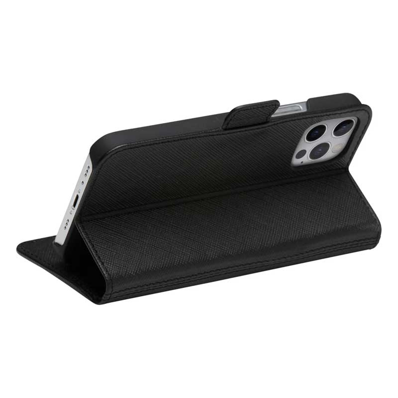 Dbramante1928 Milano Saffiano Leather Folio Case iPhone 12 / 12 Pro Night Black with FREE SCREEN GUARD - Image 9