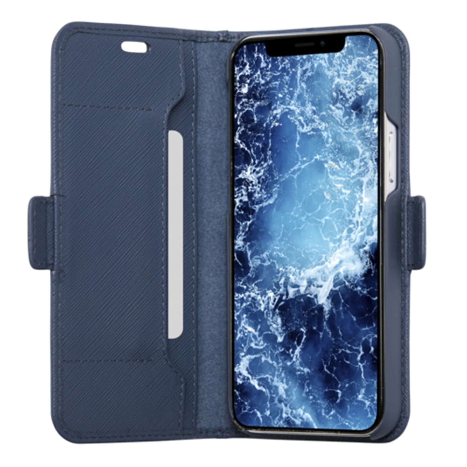 Dbramante1928 Milano Saffiano Leather Folio Case iPhone 12 / 12 Pro Ocean Blue with FREE SCREEN GUARD - Image 3
