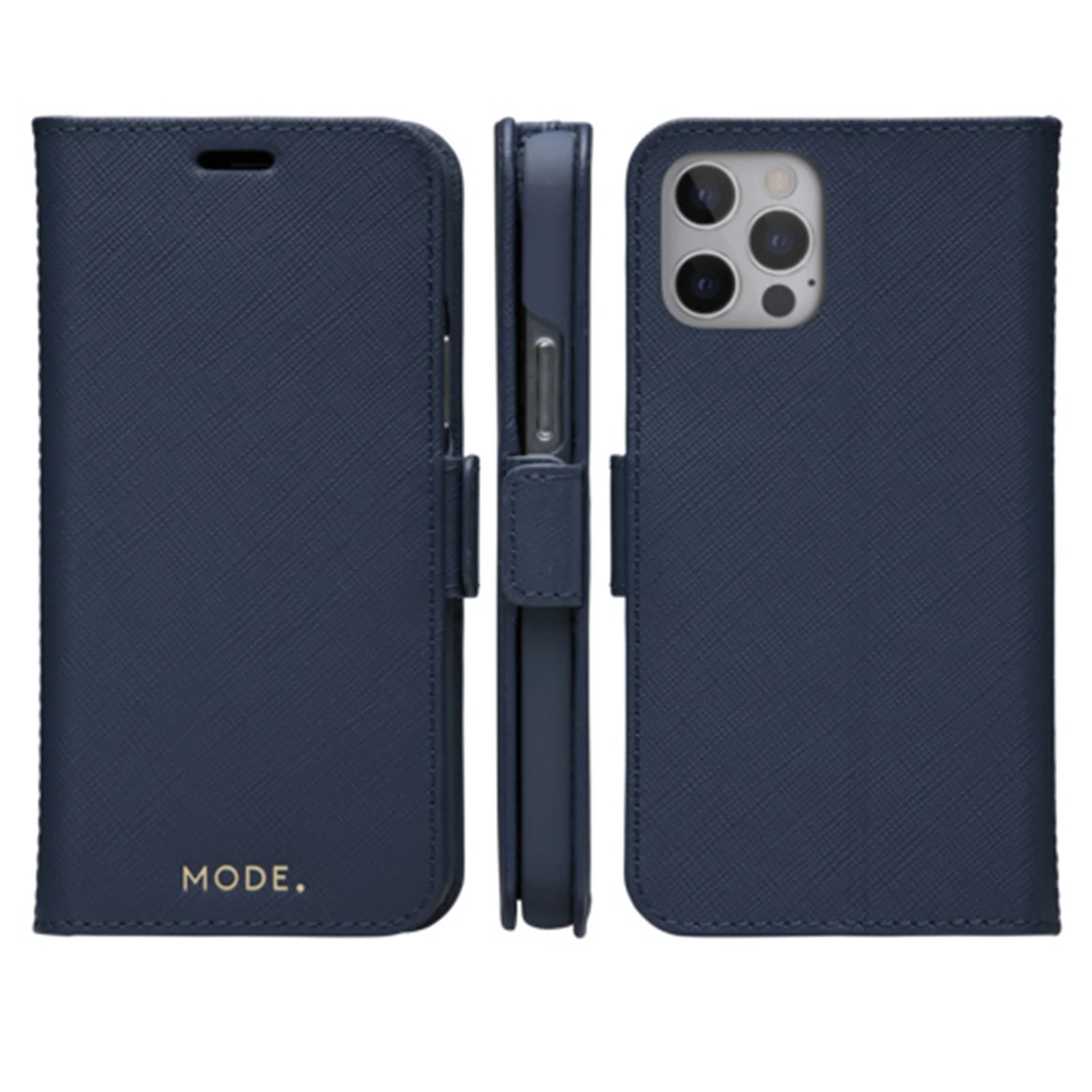 Dbramante1928 Milano Saffiano Leather Folio Case iPhone 12 / 12 Pro Ocean Blue with FREE SCREEN GUARD - Image 4