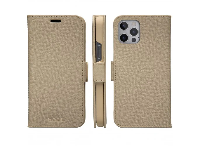 Dbramante1928 Milano Saffiano Leather Folio Case iPhone 12 / 12 Pro Sahara Sand with FREE SCREEN GUARD - Image 3