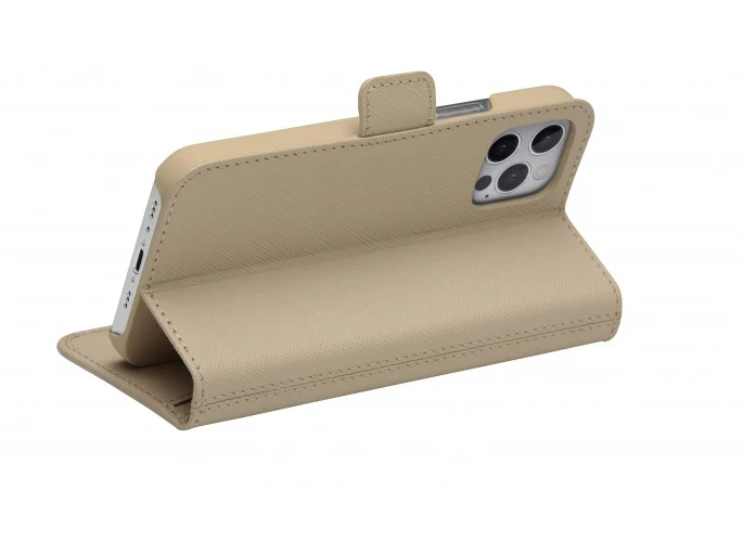 Dbramante1928 Milano Saffiano Leather Folio Case iPhone 12 / 12 Pro Sahara Sand with FREE SCREEN GUARD - Image 4